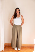 Luna Wide-Leg Linen Blend Trousers