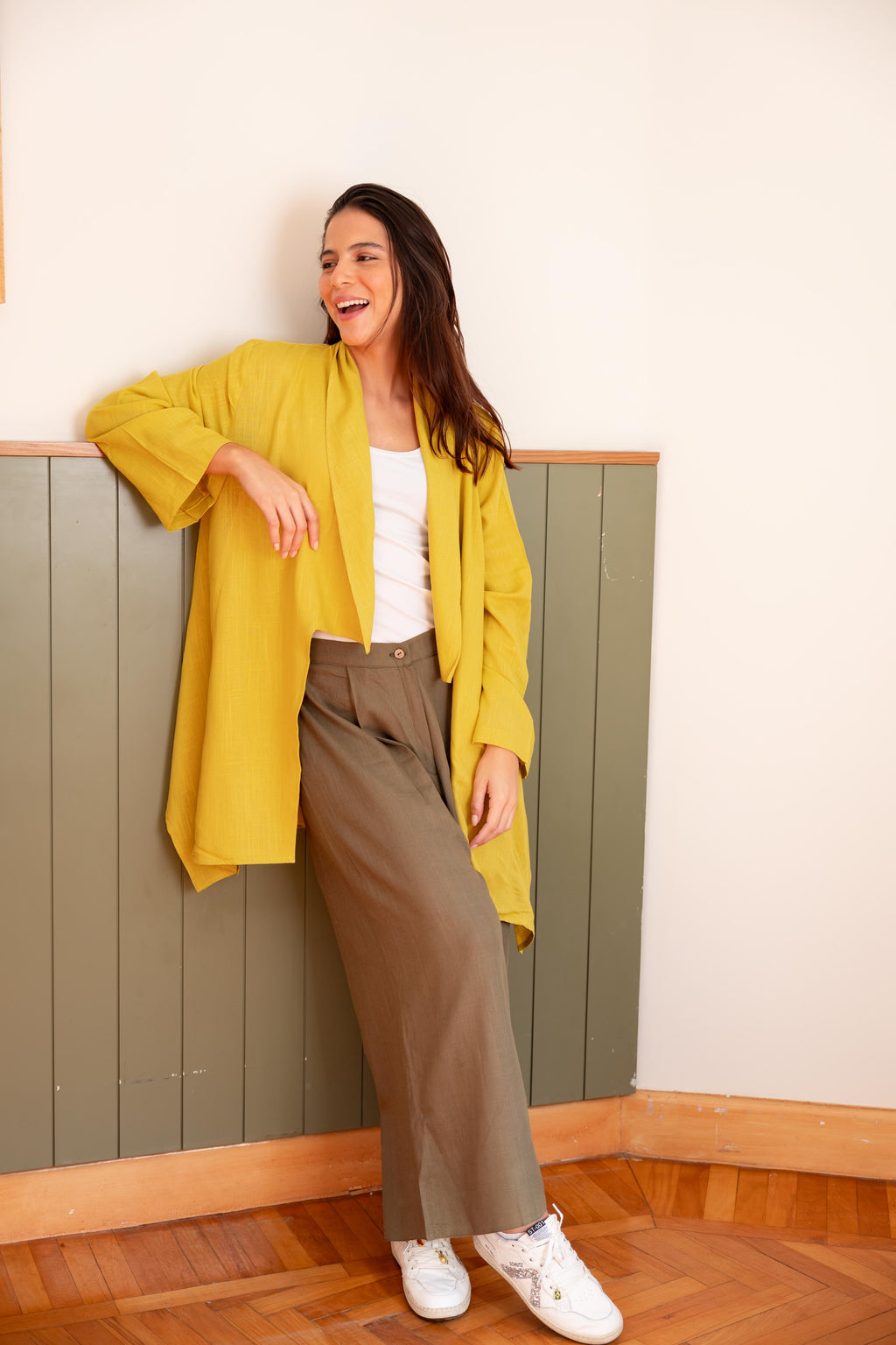 Luna Wide-Leg Linen Blend Trousers