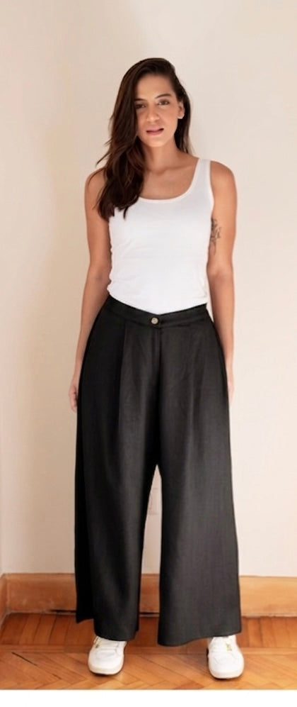 Luna Wide-Leg Linen Blend Trousers