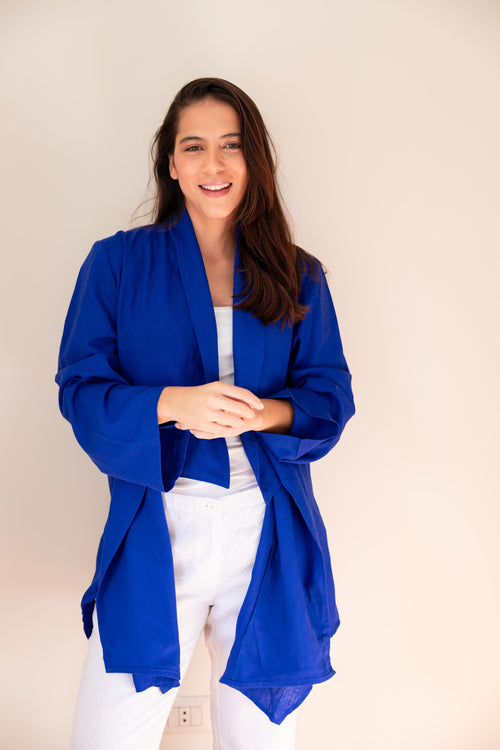 Linen Open Front Drape Cardigan