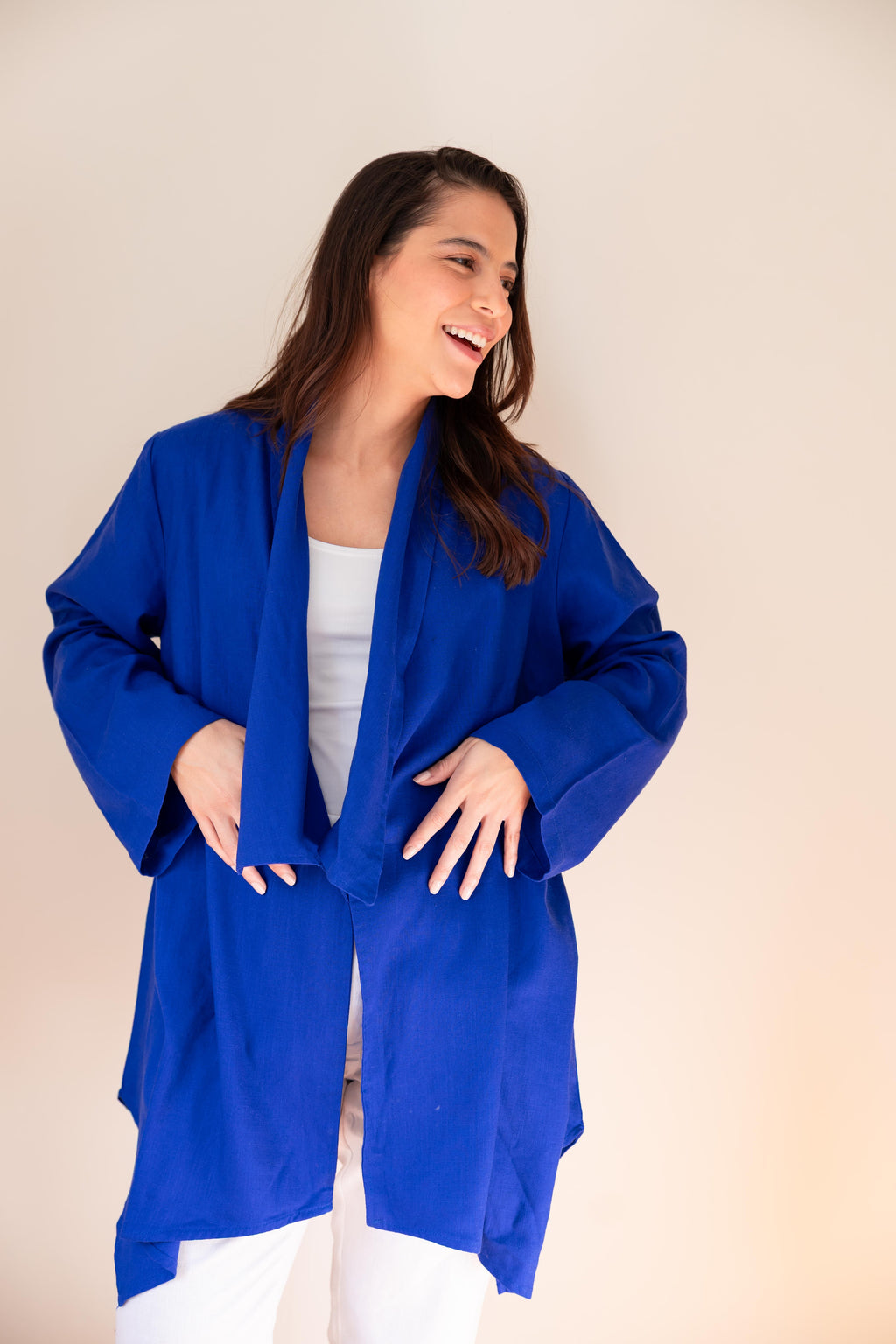 Linen Open Front Drape Cardigan