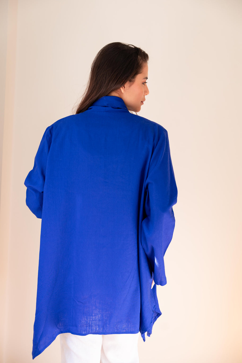 Linen Open Front Drape Cardigan