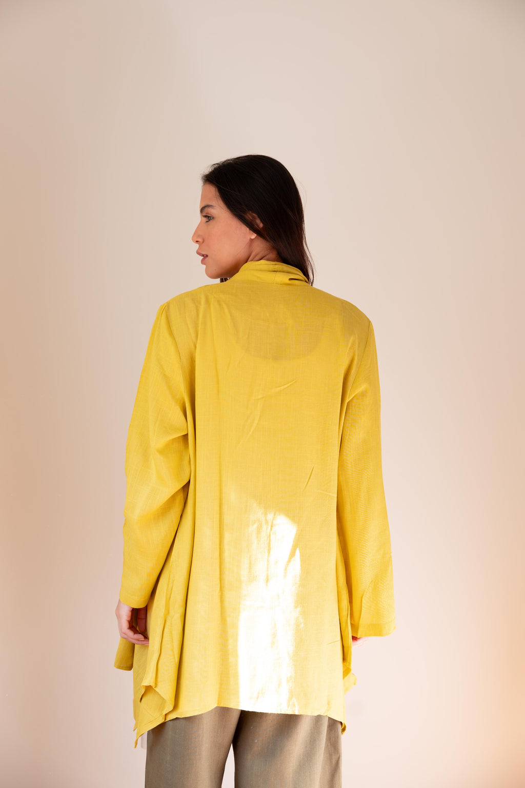 Linen Open Front Drape Cardigan
